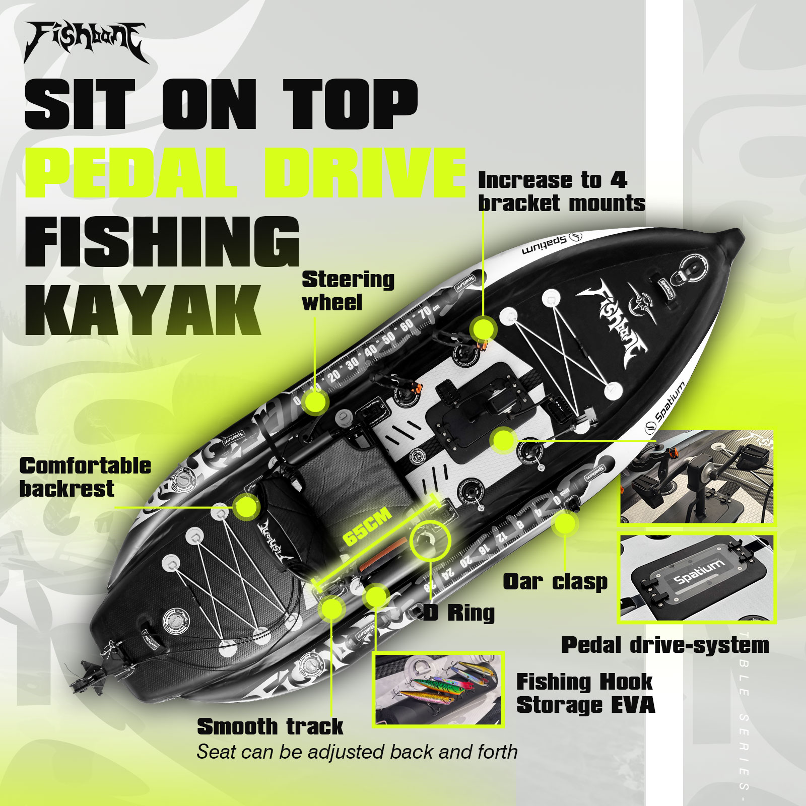 Spatium Pedal Kayak Inflatable - đánh giá và giá Fishing Kayak Pedal Drive